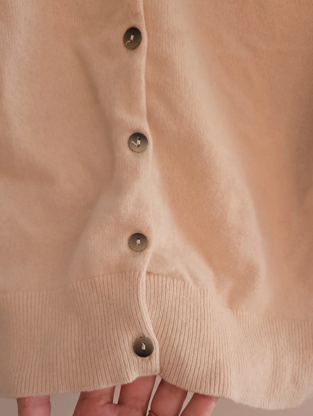 Boden 100% Cashmere Cropped Cardigan 10 Button Front Cream Long Sleeve Neutral